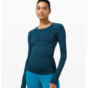 Lululemon Long Sleeve Swiftly Prism Stripe Turquoise Tide Multi
